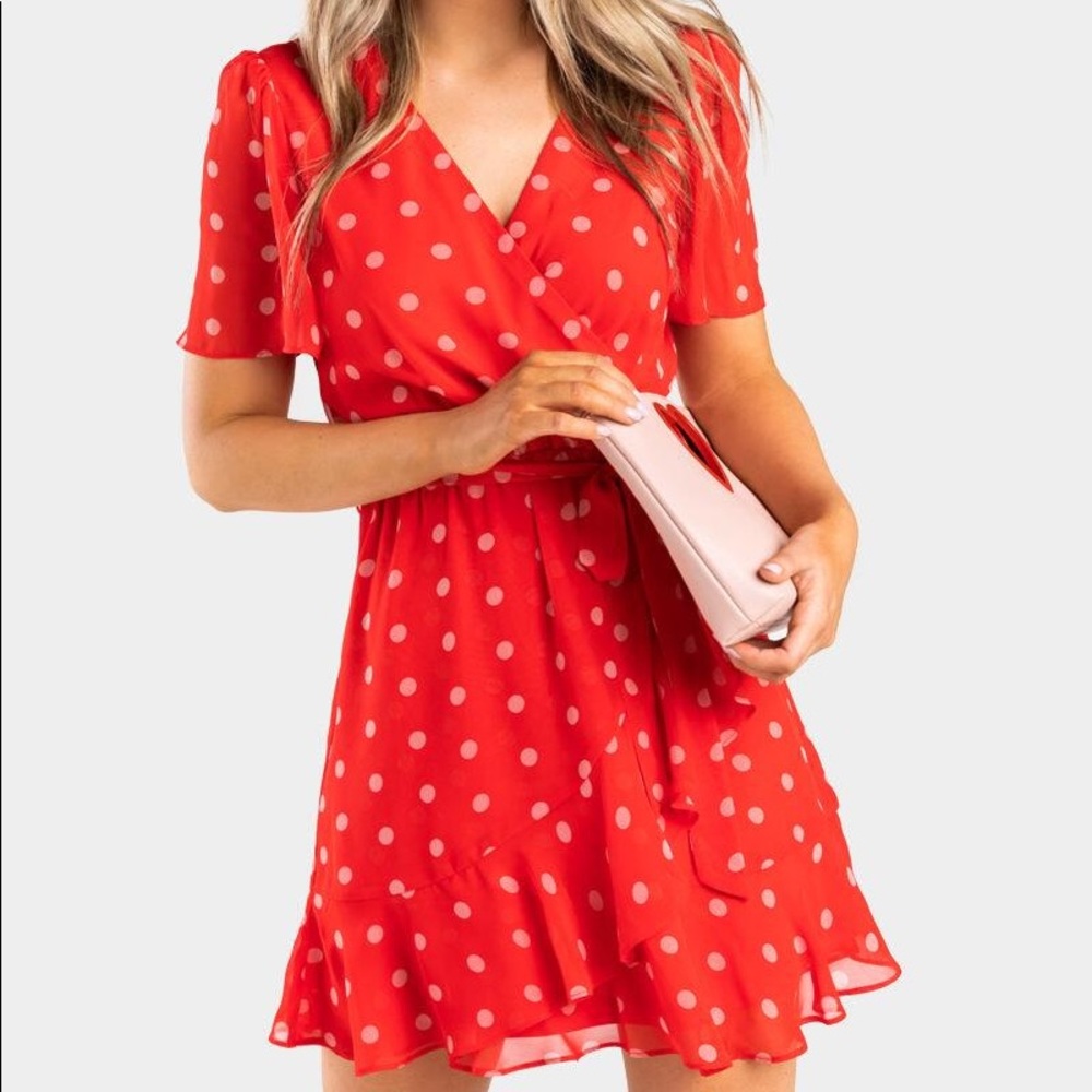 Red Polka Dot Wrap Dress